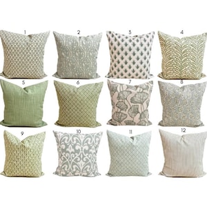 Green Pillow COVERS. Green Throw Pillow Covers, Sage Green Pillow Covers for 16x16, 20x20, 18x18 Pillows, ALL SIZES incl Euro Shams