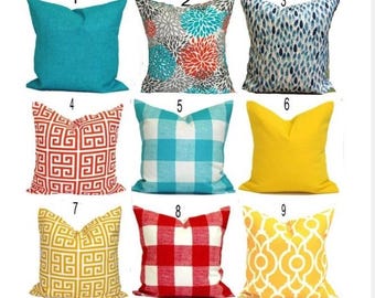 Fundas para cojines de exterior, funda amarilla para cojín de exterior, fundas naranjas para cojines de exterior de 20x20, 18x18 y 16x16 cm, todos los tamaños.