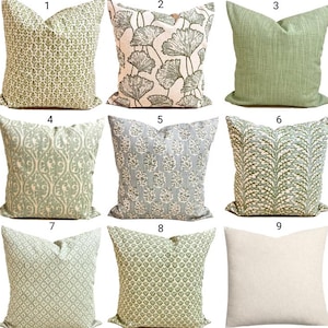 Green Pillow COVERS. Green Throw Pillow Covers, Sage Green Pillow Covers for 16x16, 20x20, 18x18 Pillows, ALL SIZES incl Euro Shams