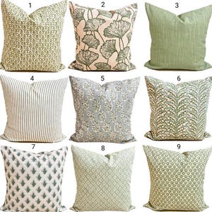 Green Pillow Covers. Sage Green Pillow Covers, Green Throw Pillow Covers for 16x16, 20x20, 18x18 Pillows, ALL SIZES incl Euro Shams
