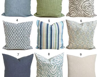 Blue & Green Pillow Covers: Cotton Linen Pillow Covers, All Sizes