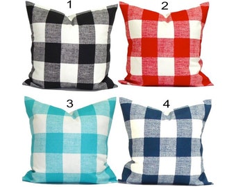 Outdoor Pillow Covers, Plaid Pillow Covers, Check Pillow Covers, Farmhouse Pillow Covers for 16x16" 18x18" and 20x20" Pillows ,All Sizes