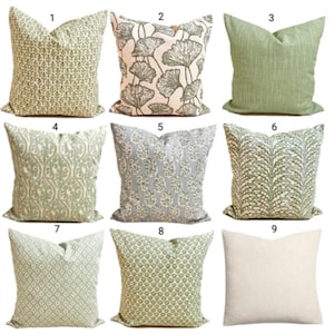 Sage Green Cotton Pillow Covers: All Sizes including Euro Shams