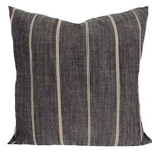 ALMOFADAS ESTILO FAZENDA, Capas de Almofada Pretas, Capas de Almofada Decorativas em Tecido Listrado Cinza-Escuro para Almofadas de 40x40cm, 45x45cm e 50x50cm, Todos os Tamanhos