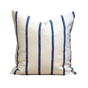 Blue Stripe Pillow Cover. Blue Pillow Cover, Blue Euro Sham, Blue Pillow Covers for 20x20 Pillow, 18x18 Pillow, 16x16 Pillow, All Sizes