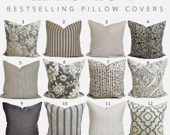 TAN PILLOWS GRAY Pillow Covers Grey Throw Pillow Covers, Tan Throw Pillow Covers for 20x20 Pillow, 16x16 Pillows, 18x18 Pillows, All Sizes