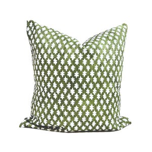 Green Throw Pillow Covers, Green Block Print Pillow Covers for 20x20, 18x18, 16x16 Pillows, All Sizes Including Euro Shams