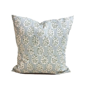 Green Pillow COVERS. Blue Green Throw Pillow Covers, Block Print Pillow Covers for 16x16, 20x20, 18x18 Pillows, ALL SIZES incl Euro Shams