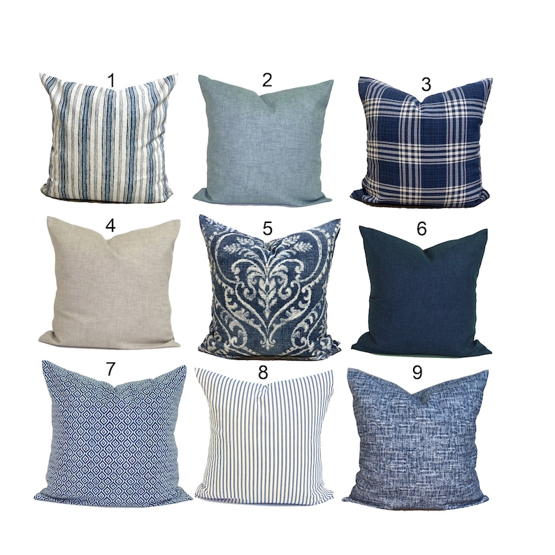 Blue Farmhouse Pillow Covers Blue Plaid Pillow Covers Etsy