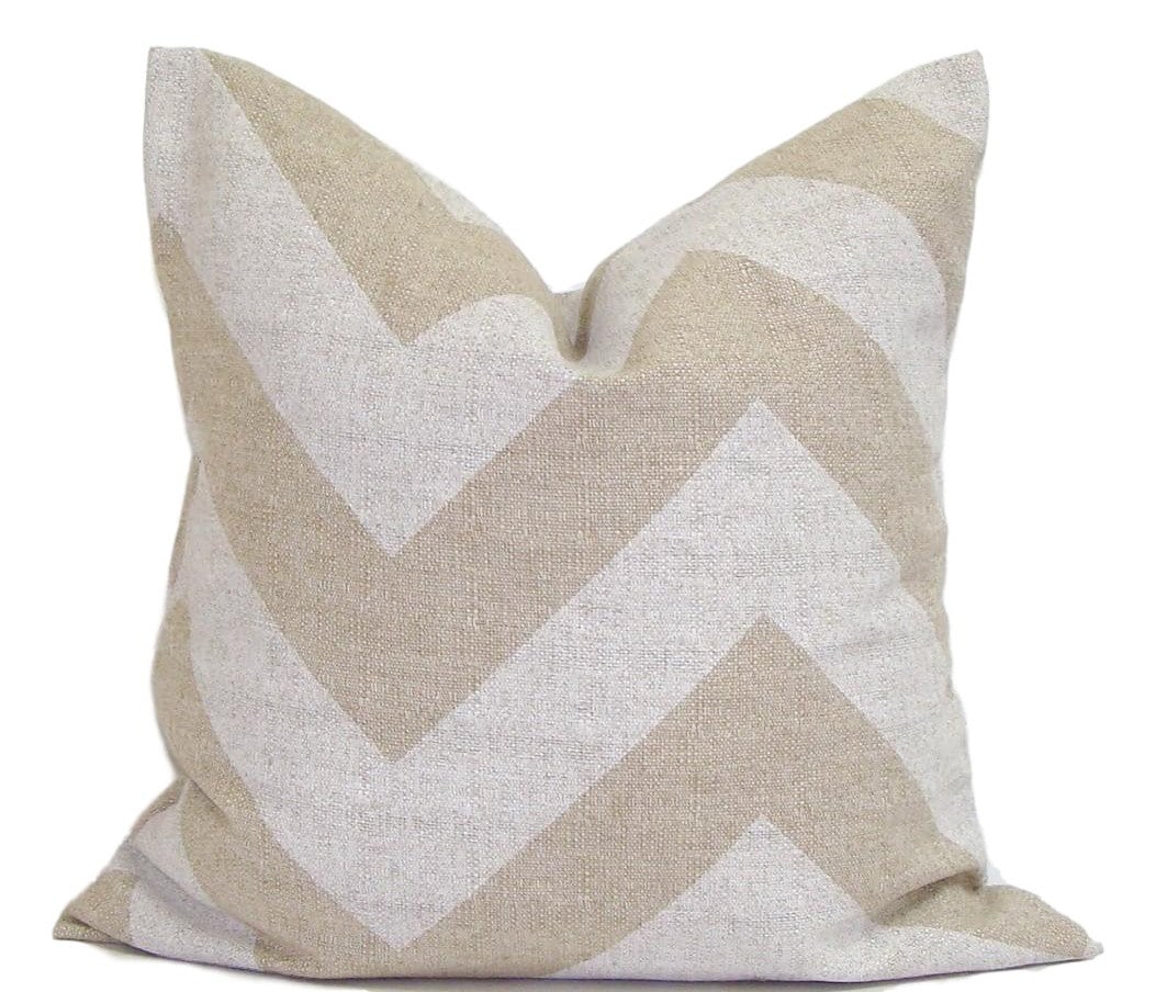 PILLOWS Tan Pillow Cover Decorative Pillow Chevron Throw Etsy