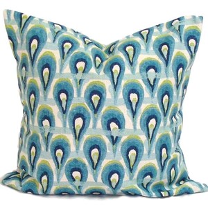 Blue Pillow Cover SALE. Blue Pillow Covers for 16x16" Pillow Inserts. Blue Throw Pillow Covers, Blue Green Pillow Covers