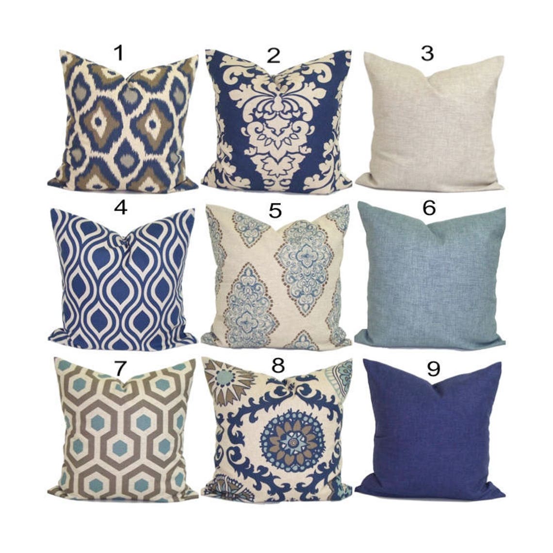 Blue Brown Pillow Blue Throw Pillow Blue Pillow COVER Blue Etsy