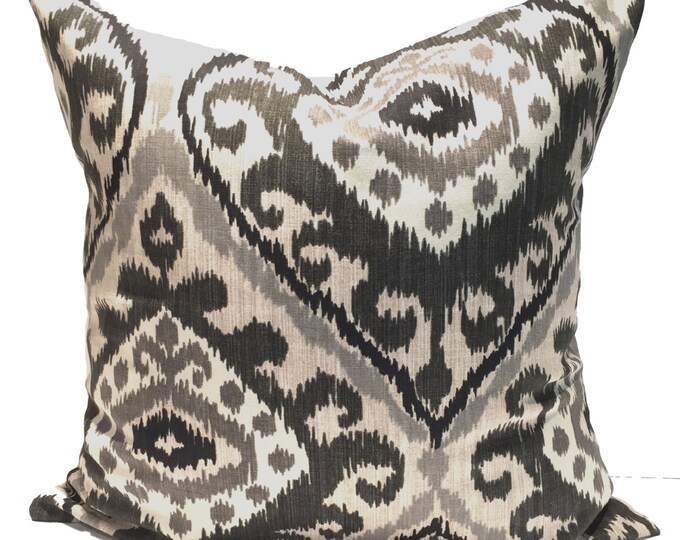 Black Ikat Pillow Black Tan Pillow COVER Black Ivory Pillow Etsy