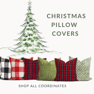 Christmas Pillow Covers, Farmhouse Christmas Pillow COVER, Tartan Plaid Pillows, Solid Red Pillow Covers, Check Pillow Covers, All Sizes