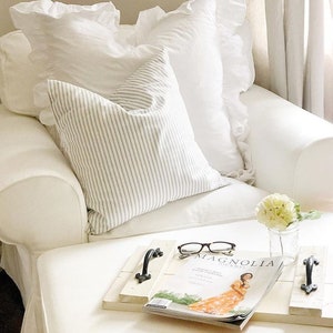 Gray Ticking Stripe Pillow, Gray Pillow Covers, Gray Ticking Pillow Covers for 20x20 Pillow, 16x16 Pillows, 18x18 Pillows, All Sizes