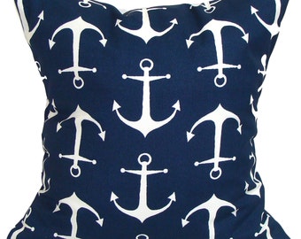 Blue Anchor Outdoor Pillow Cover, Nautical Outdoor Pillow Cover, All Sizes