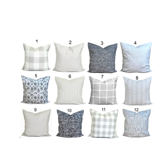 GRAY PILLOWS, TAN Throw Pillow Covers, Grey Pillow Covers for 20x20 Pillow,  16x16 Pillows, 18x18 Pillows, All Sizes 