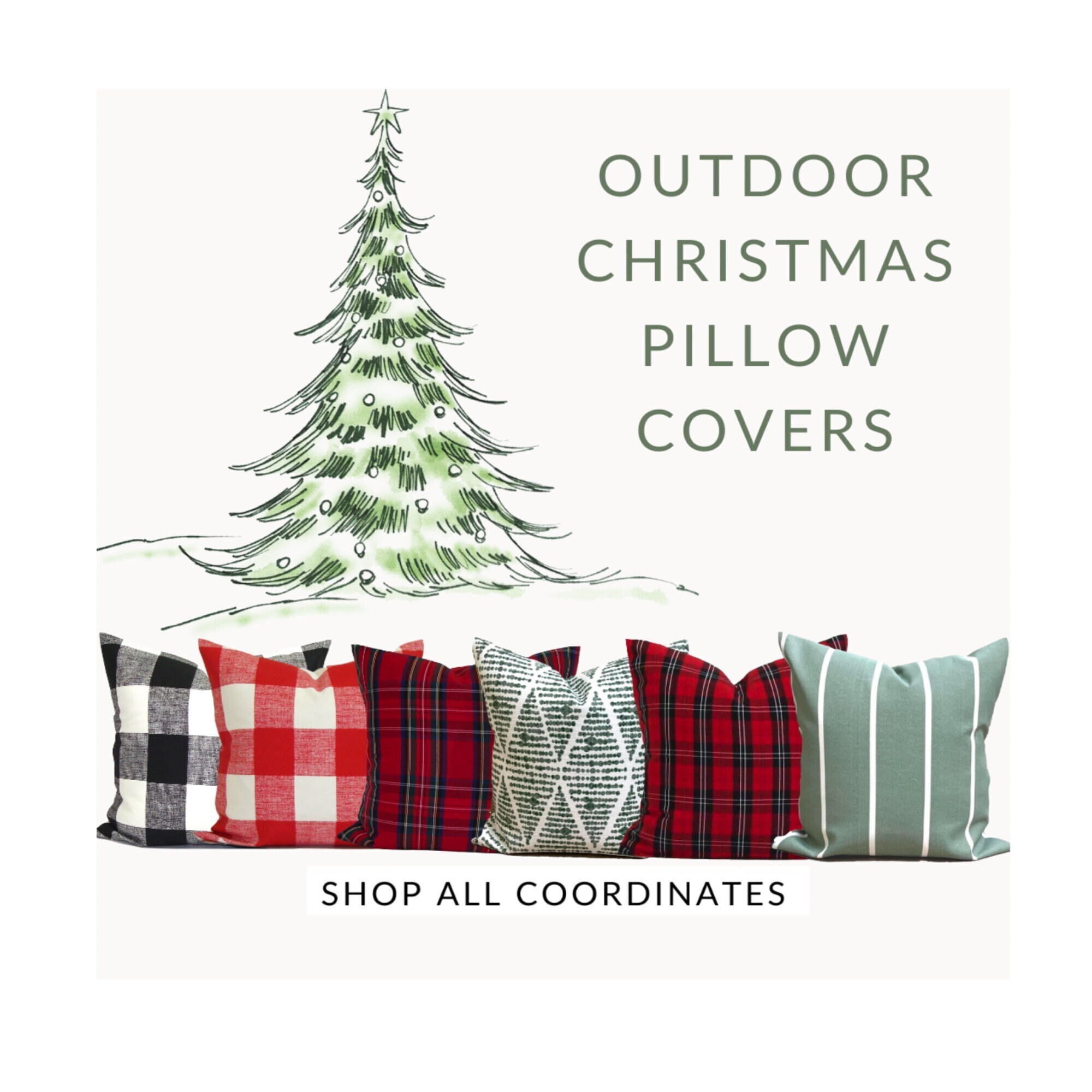 7ColorRoom 7colorroom 2pack green christmas pillow cover believe with  buffalo check tree rectangular/waist cushion cover farmhouse merry