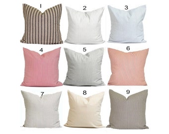 TICKING STRIPE PILLOW Covers, French Ticking Decorative Pillow, Throw Pillow, Cushion, All Sizes,Euro Sham,cm,French Country.Farmhouse Decor