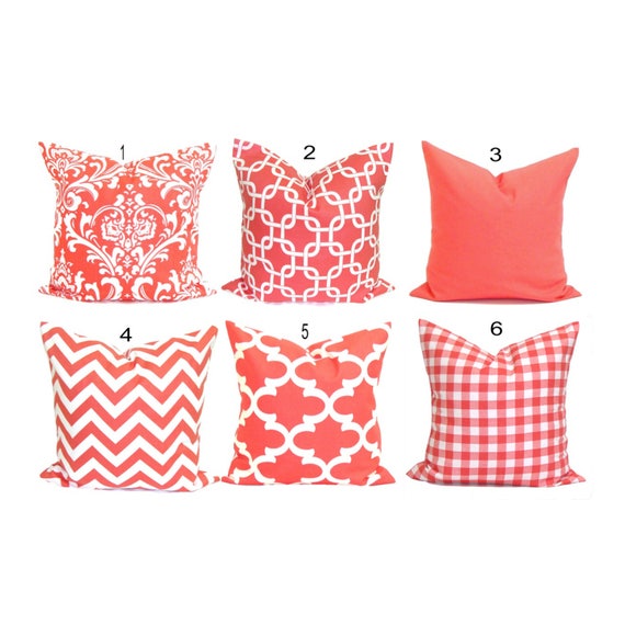 coral colored pillows