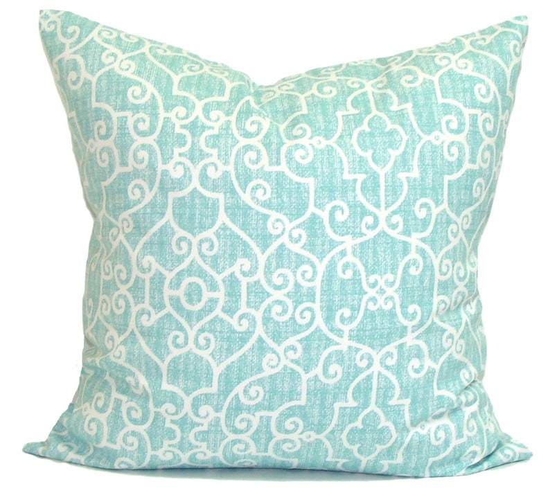 Aqua Pillow Cover Light Blue Pillow Cover Aqua Blue Throw Etsy