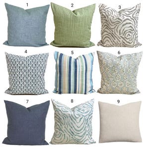 Blue Green Pillow Cover, Blue Stripe Pillow Cover, Green Pillow Covers for 20x20 Pillow, 18x18 Pillow, 16x16 Pillow, All Sizes