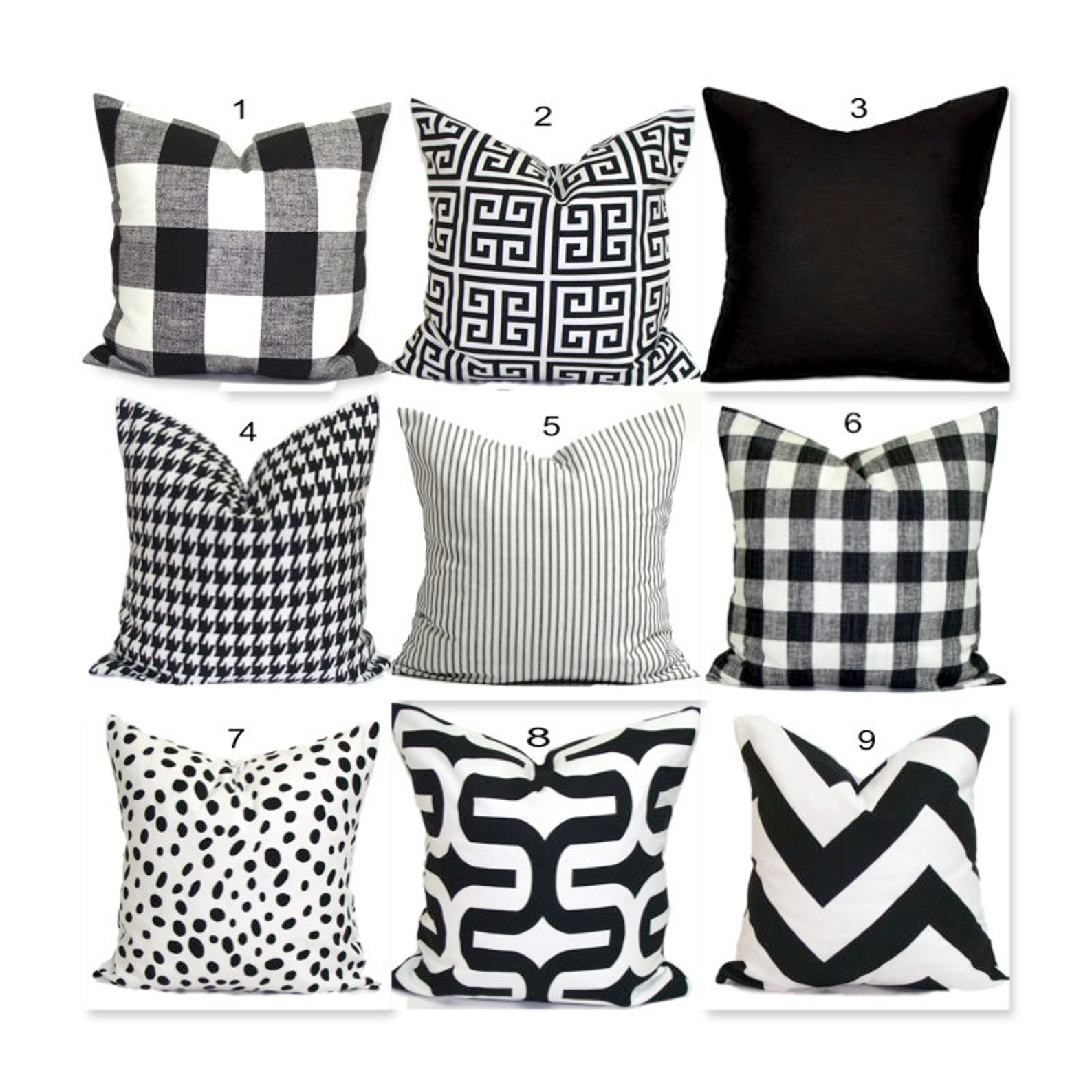 BLACK Pillow Covers Black Decorative Pillow Cover Black Etsy