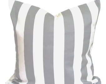 Gray Stripe Pillow Cover, Farmhouse Pillow Cover, Gray Farmhouse Decor, Grey Pillow Covers for 20x20, 16x16, 18x18 Pillows, All Sizes