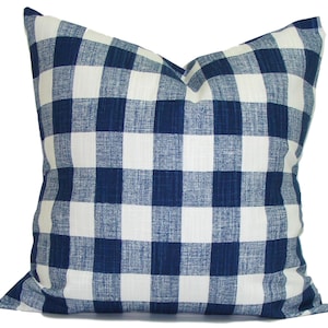 Blue Farmhouse Pillow Cover, Blue Throw Pillow Cover, Blue Farmhouse Pillow Covers for 20x20 Pillow, 18x18 Pillow, 16x16 Pillow, All Sizes