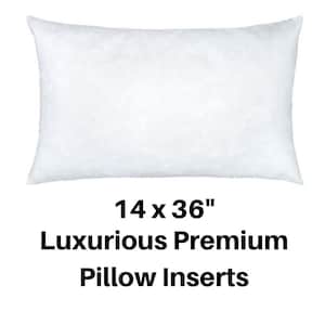 Faux Down 14x36 Lumbar Pillow Insert, Large Woven Cotton Cover