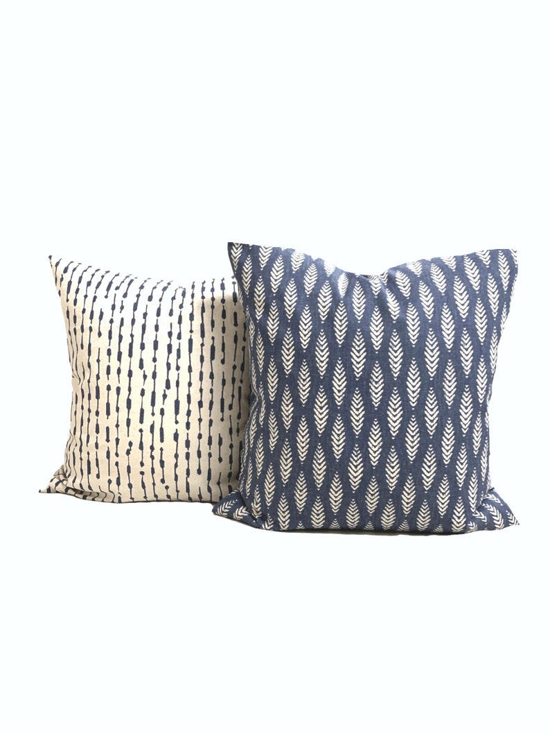 Blue Tan Pillow COVER, Blue Throw Pillows, Blue Gray Pillow Covers, Blue Euro Sham, Covers for 20x20, 18x18, 16x16 Pillows, ALL SIZES image 7