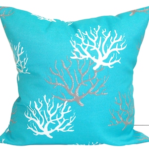 Blue Outdoor Pillow Cover, Aqua Pillow Cover, Outdoor Blue Pillow Covers for 20x20 Pillow, 16x16 Pillows, 18x18 Pillows, All Sizes