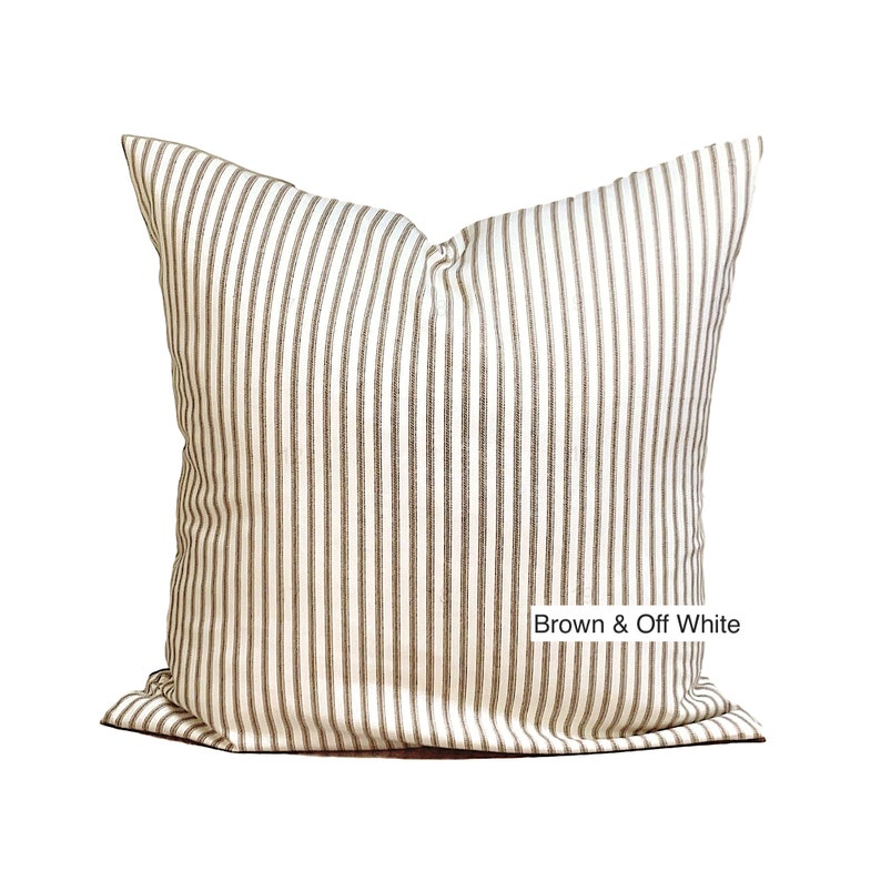 Farmhouse Pillow Covers Farmhouse Decor Ticking Throw Pillow Etsy