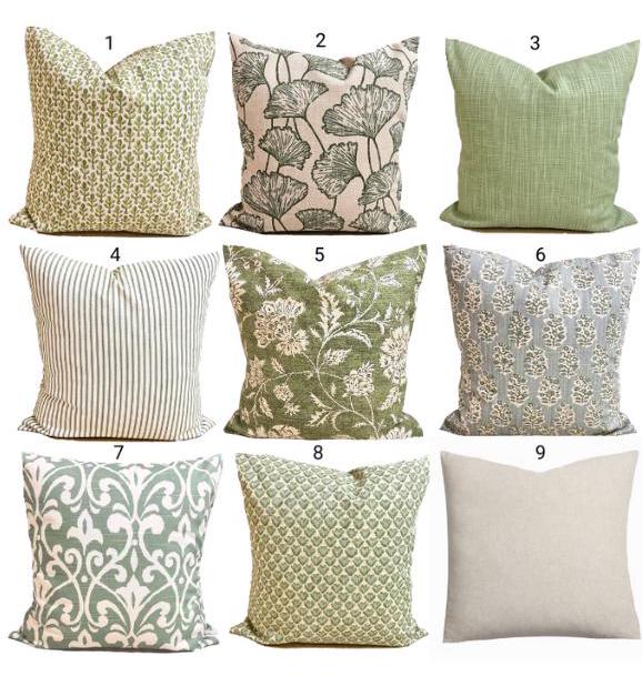 Green Pillow COVERS. Green Throw Pillow Covers, Block Print Pillow Covers for 16x16, 20x20, 18x18 Pillows, ALL SIZES incl Euro Shams