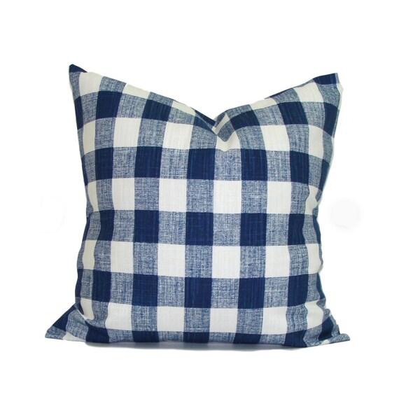 Blue Farmhouse Pillow. Blue Farmhouse Decor Blue Check Pillow Etsy