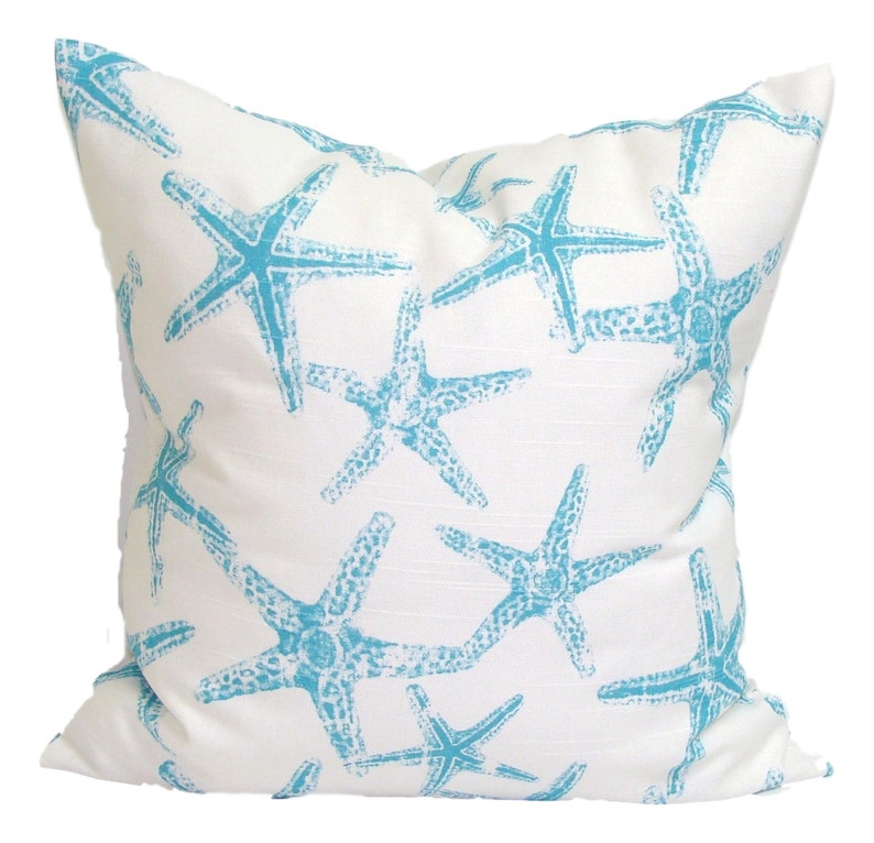 Blue Nautical Pillows Nautical Pillow COVER Starfish Pillow Etsy