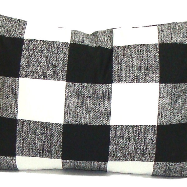 Black Pillow Cover Sale, Farmhouse Pillow, Farmhouse Decor, Black Check Pillow COVER for a 12x16" or 12x18" Pillow