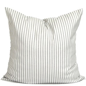 Gray Ticking Stripe Pillow, Farmhouse Pillow Covers, Gray Farmhouse Decor, 20x20, 18x18, 16x16, All Sizes