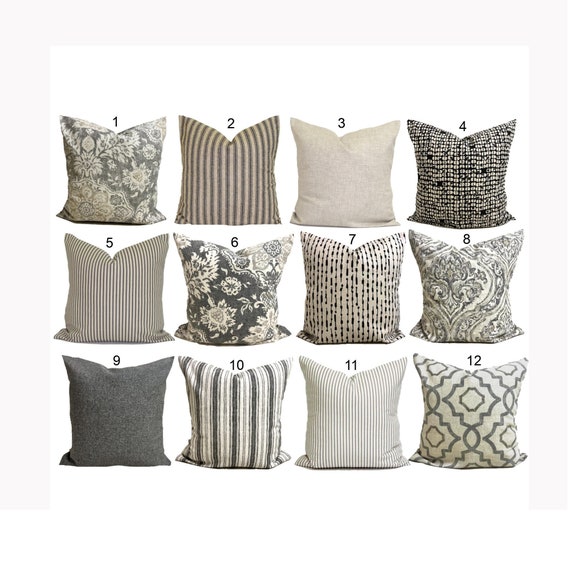 GRAY PILLOWS, TAN Throw Pillow Covers, Grey Pillow Covers for 20x20 Pillow,  16x16 Pillows, 18x18 Pillows, All Sizes -  Denmark