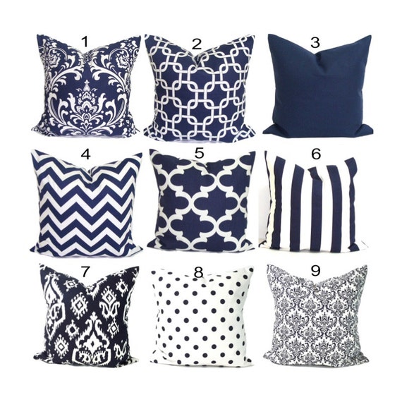 Navy Blue Pillows Navy Throw Pillow Covers Navy Blue Pillow Etsy