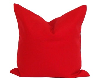 Red Pillow Cover, Solid Red Pillow COVER, Red Throw Pillow Covers for 20x20, 18x18, 16x16 Inserts, ALL SIZES inc Euro Shams