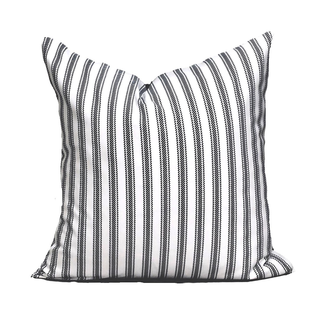 Black Pillow, Black Throw Pillow, Black Ticking Pillow Covers for 20x20