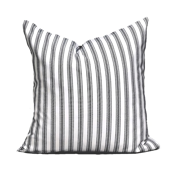 Black Ticking Stripe Throw Pillow Cover 18x18