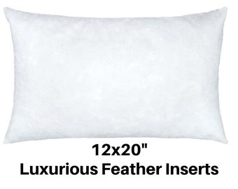 Lumbar Pillow Insert, 12x20 FEATHER Pillow Insert, 12x20 Inch Feather Pillow Insert, 12x20" Down Pillow Form