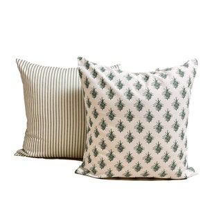 Green Pillow COVERS. Blue Green Throw Pillow Covers, Block Print Pillow ...