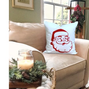 Santa Pillow Cover, Santa Claus Pillow Cover, Christmas Pillow Cover, Vintage Christmas Pillow Cover