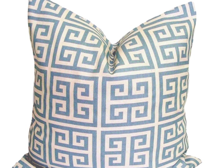 Spa Blue Throw Pillow, Blue Greek Key Pillows, Robin's Egg Blue Pillows