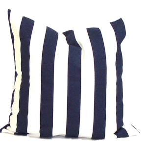 Navy Blue Outdoor Pillow Covers, Outdoor Blue Pillow Covers, Nautical Decor, Stripe Pillow Covers for 20x20, 16x16, 18x18 Pillows, All Sizes