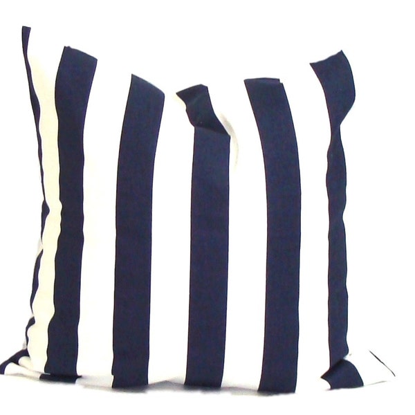 Striped Navy Pillow Etsy
