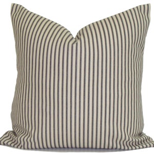 Black Tan Pillow, Black Tan Ticking, Black Farmhouse Pillow Covers for 20x20 Pillow, 18x18 Pillow, 16x16 Pillow, All Sizes incl Euro Shams